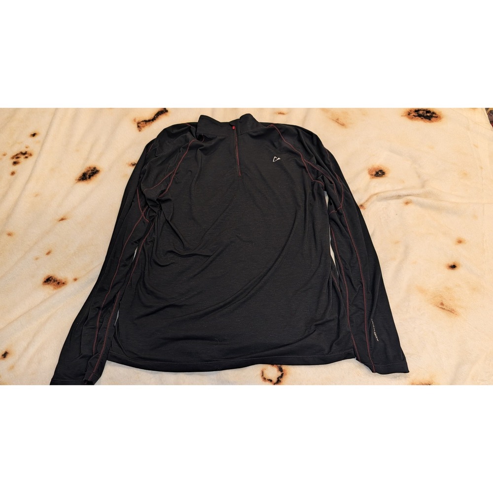 Paradox Mens Merino Blend 1/4 Zip Base Layer Shirt Black Red Stitching 829319 L